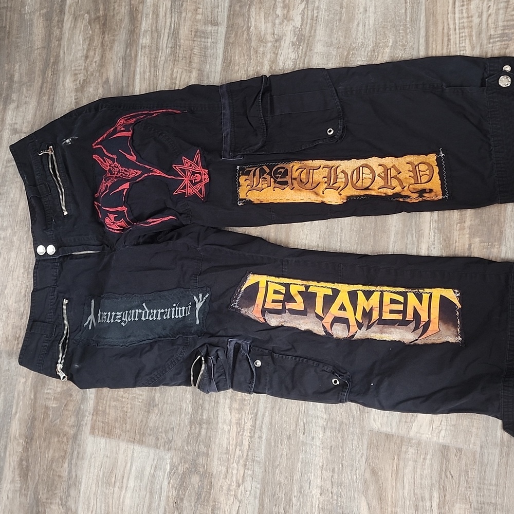 Black metal pants